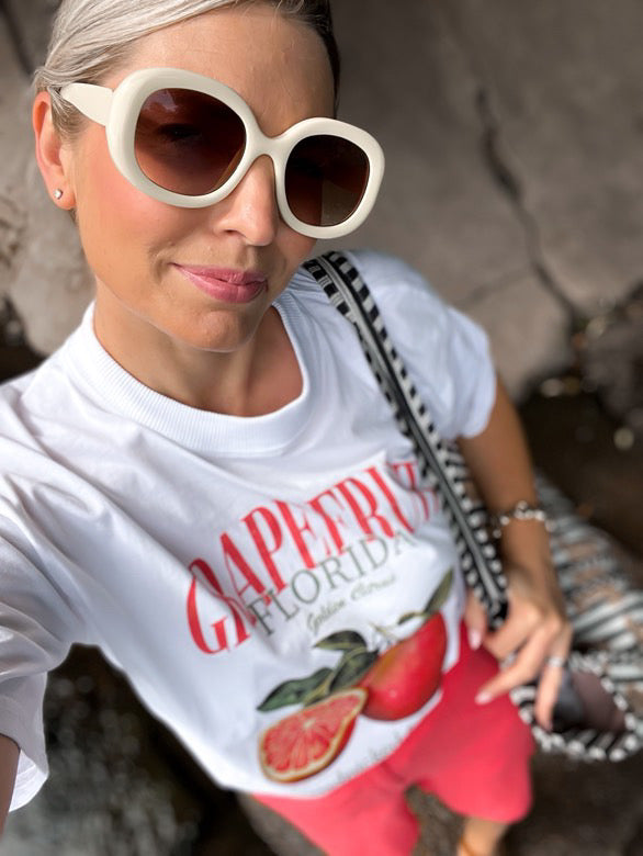 Alba Grapefruit Over-sized T-Shirt | White