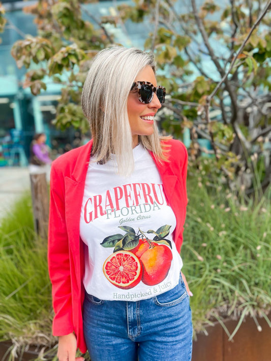 Alba Grapefruit Over-sized T-Shirt | White