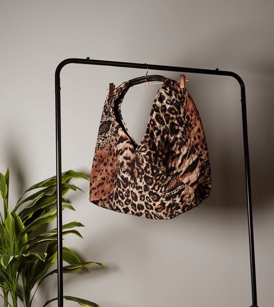 CHALMER Quilted Oversized Animal Print Bag