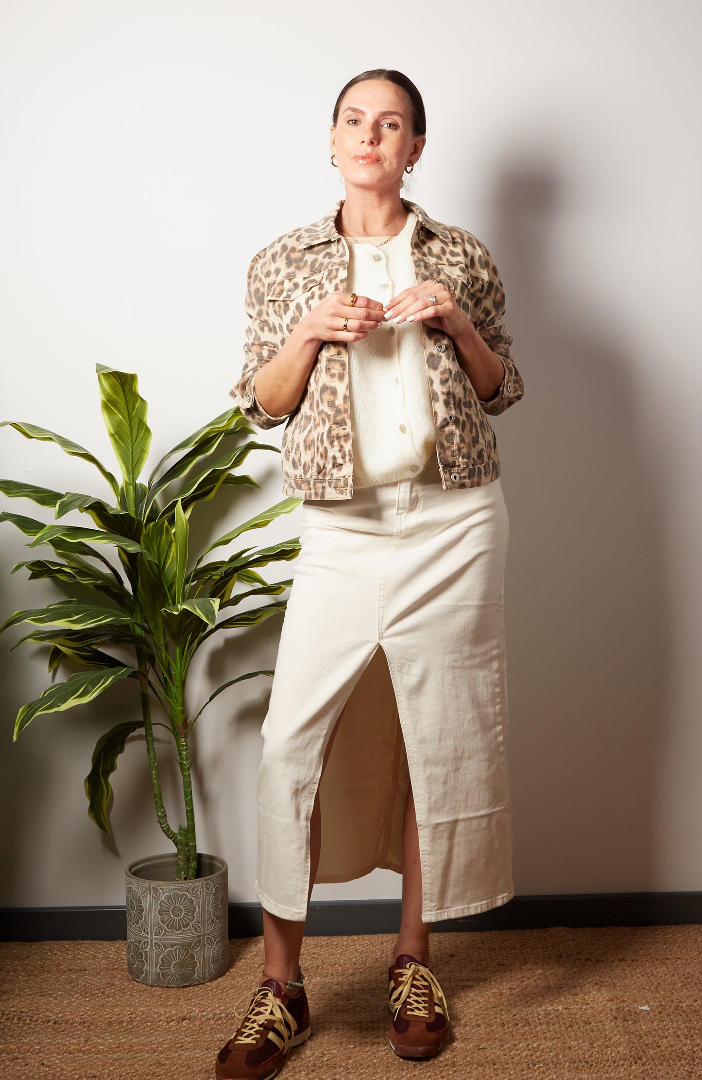 Shaz Leopard Print Cotton Jacket