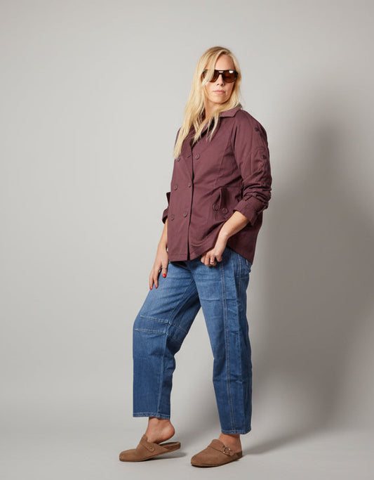 BECKY midi Trench coat in Burgundy