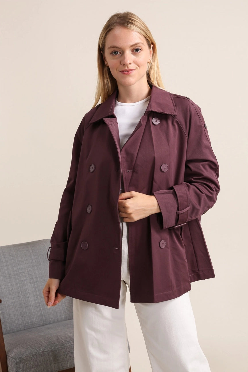 BECKY midi Trench coat in plum
