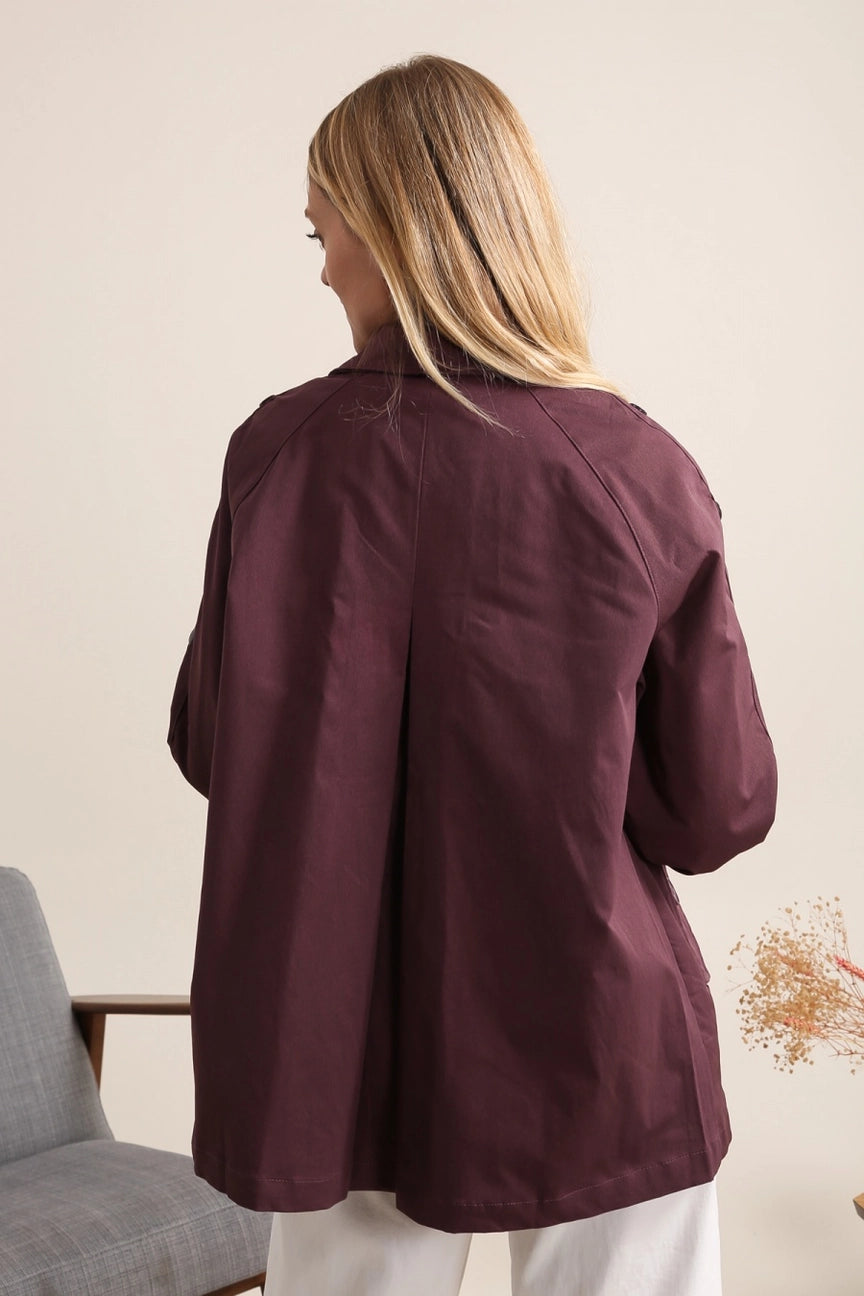BECKY midi Trench coat in plum