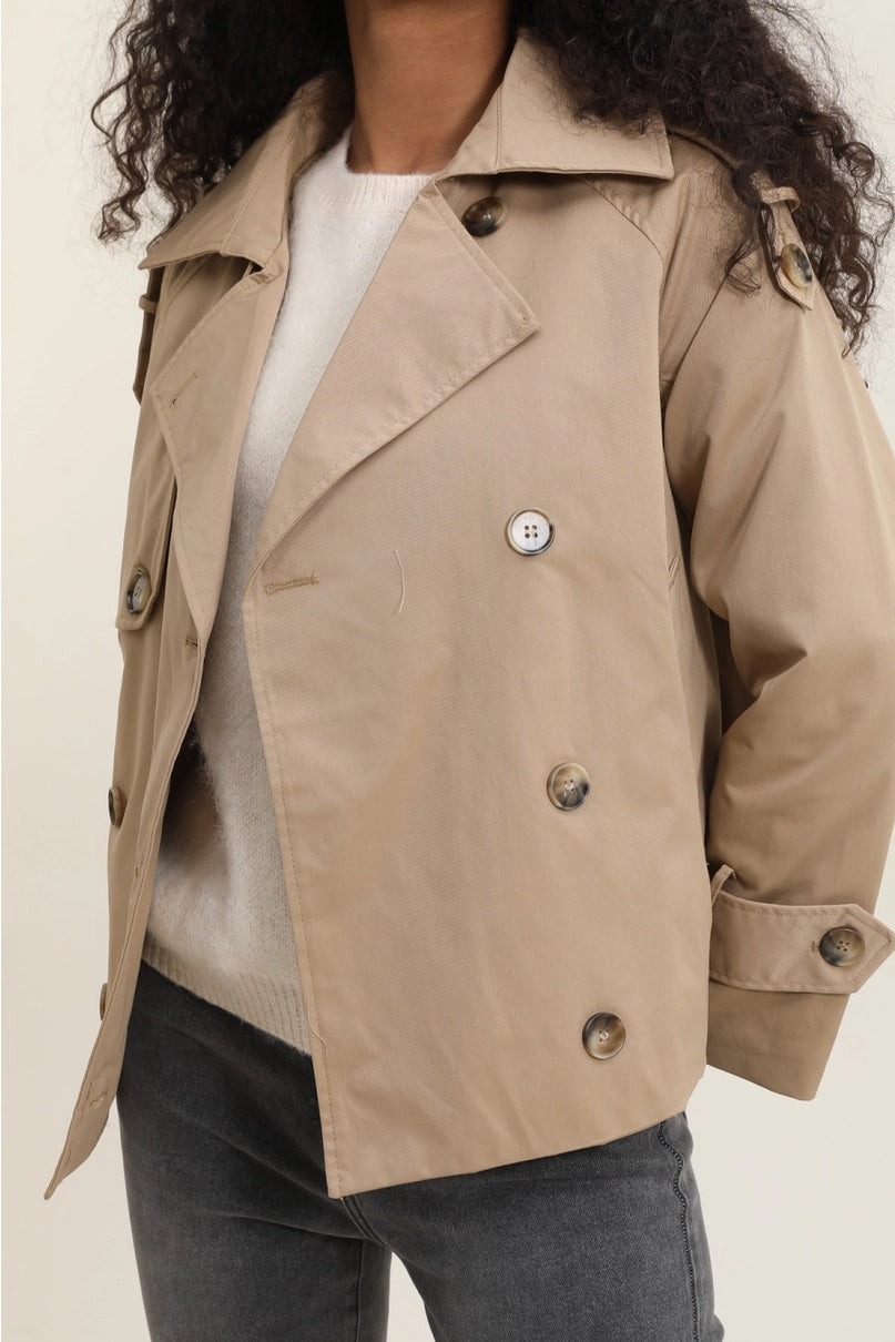 SARAH cropped trench Coat - Camel