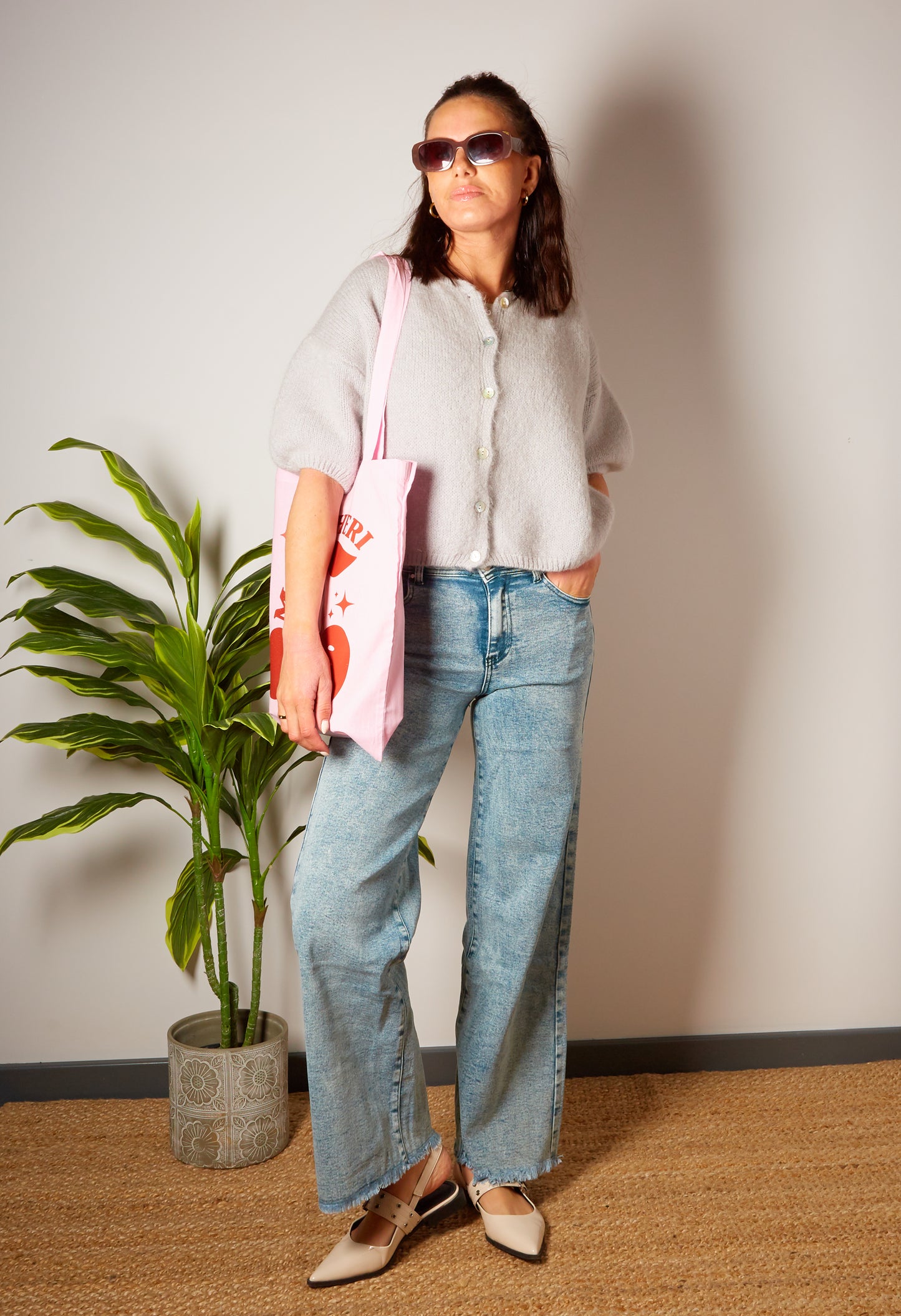 ABI High waist stretchy wide-leg jeans in vintage blue