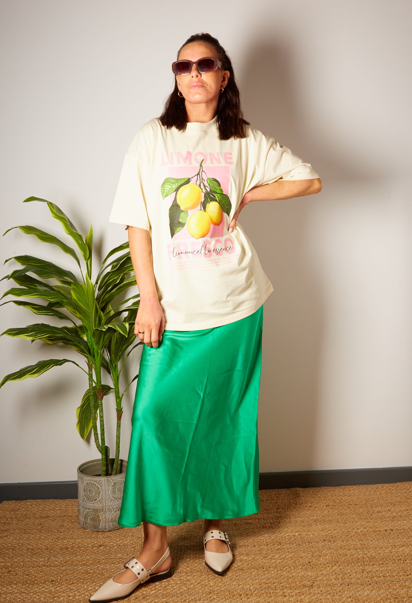 Gemma Lemon Over-sized T-Shirt | Ecru