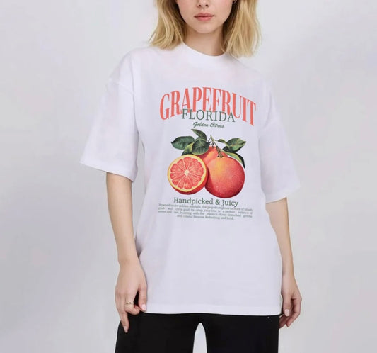 Alba Grapefruit Over-sized T-Shirt  | White