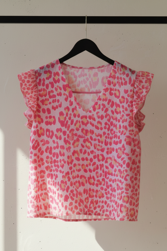 Anya Leopard Frill Top