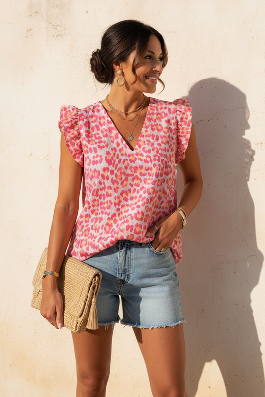 Anya Leopard Frill Top