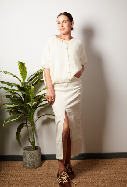 EMMA Knitted Short sleeved Wool-Mix Cardigan