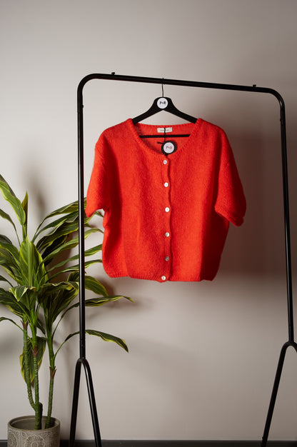 EMMA Knitted Short sleeved Wool-Mix Cardigan
