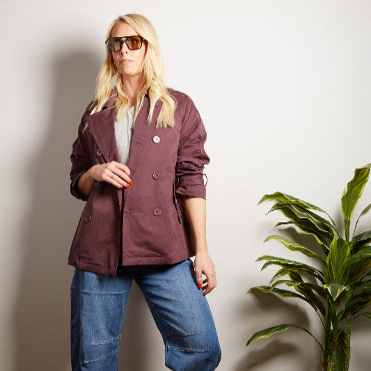 BECKY midi Trench coat in plum