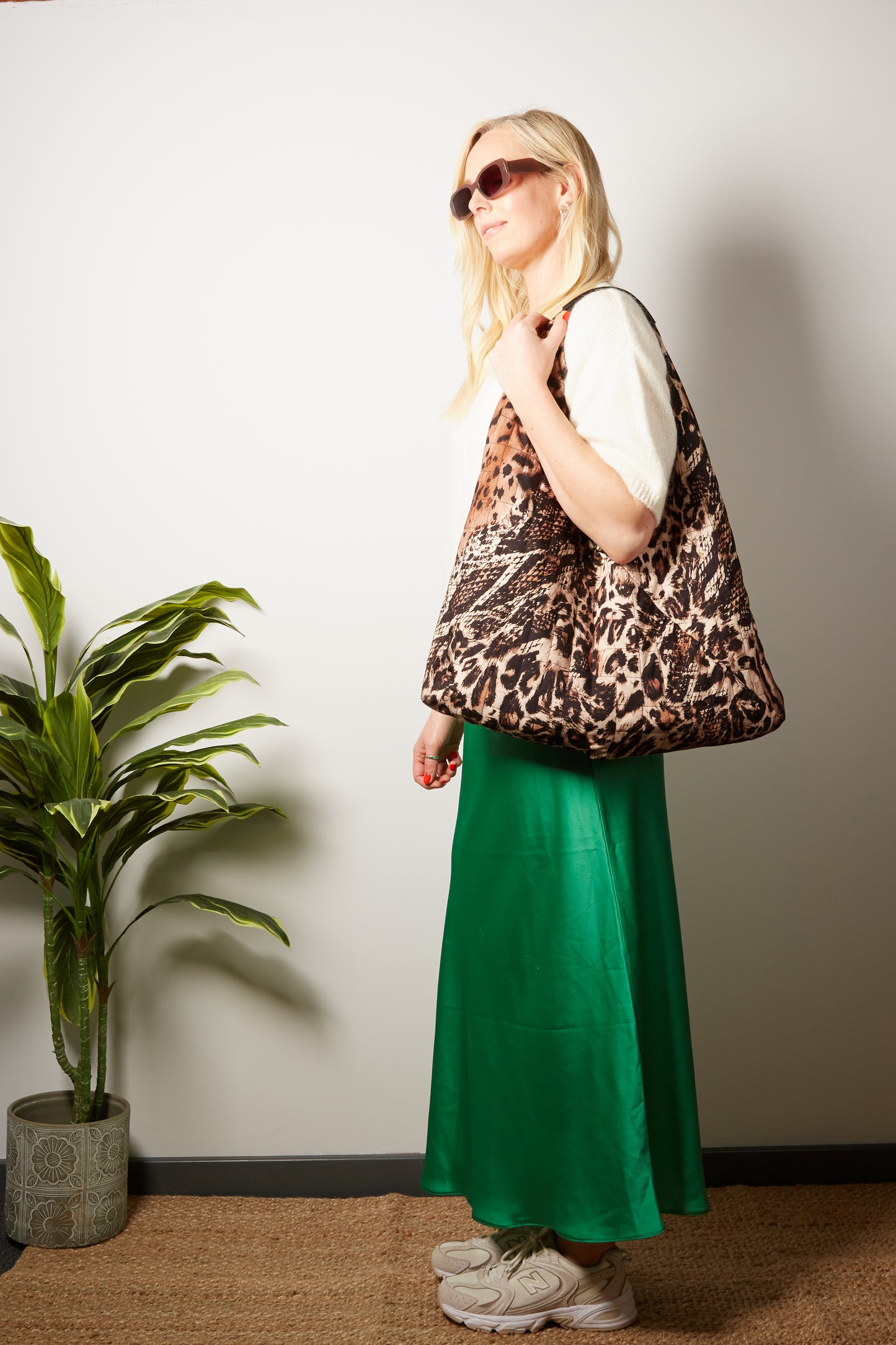 CHALMER Quilted Oversized Animal Print Bag