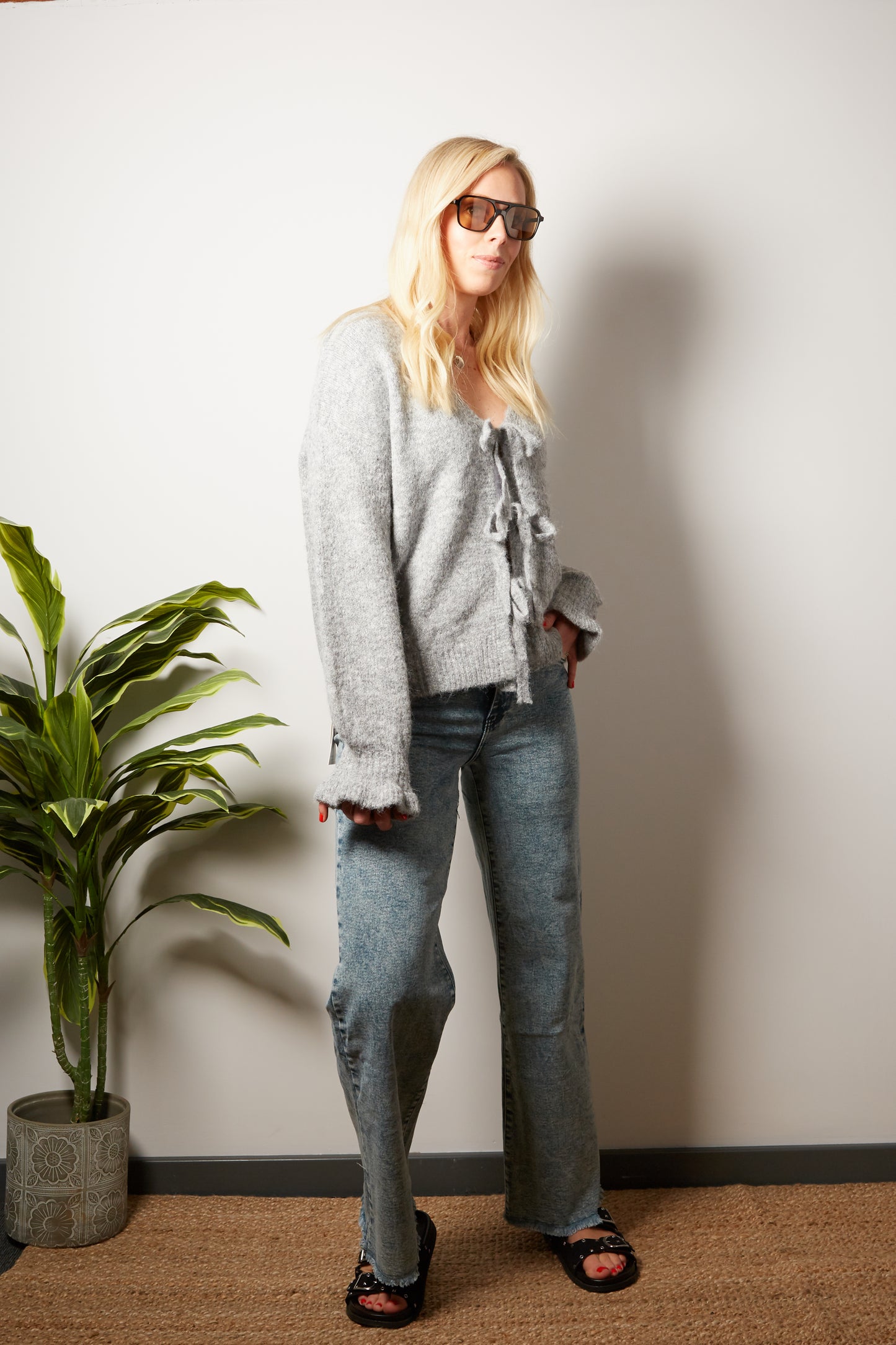 ABI High waist stretchy wide-leg jeans in vintage blue