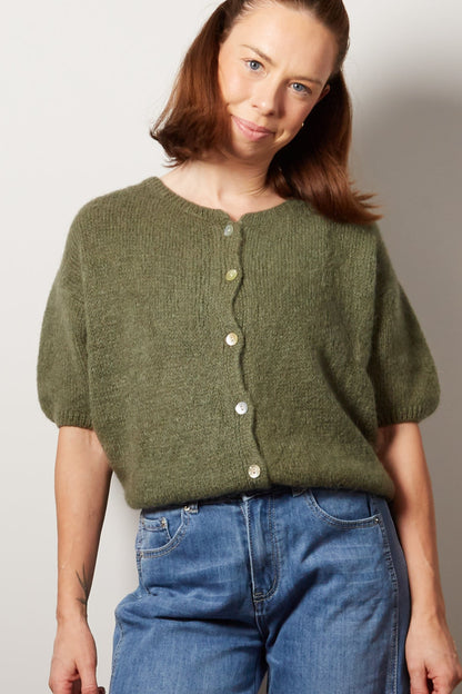 EMMA Knitted Short sleeved Wool-Mix Cardigan
