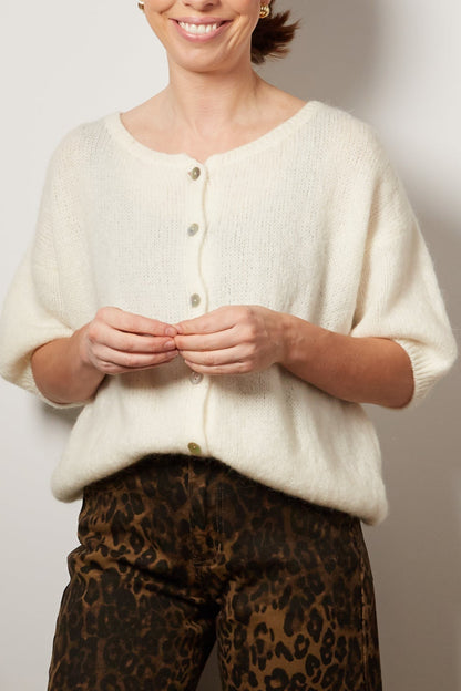 EMMA Knitted Short sleeved Wool-Mix Cardigan