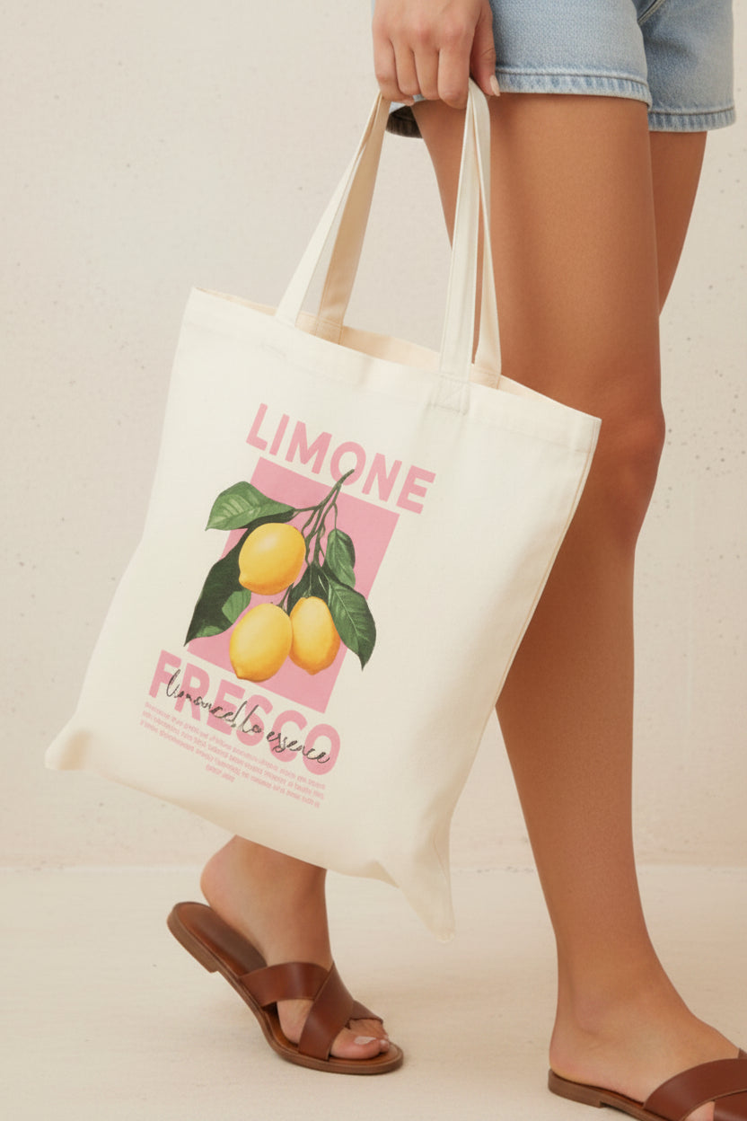 Gemma Lemon Cotton Tote Bag