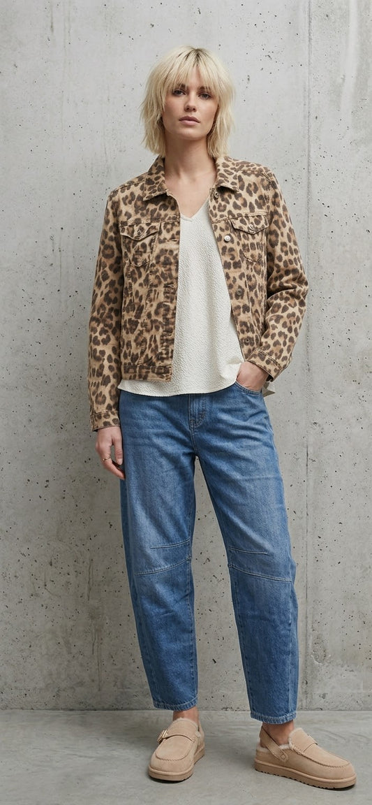 Shaz Leopard Print Cotton Jacket