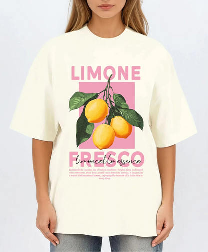 Gemma Lemon Over-sized T-Shirt  | Ecru