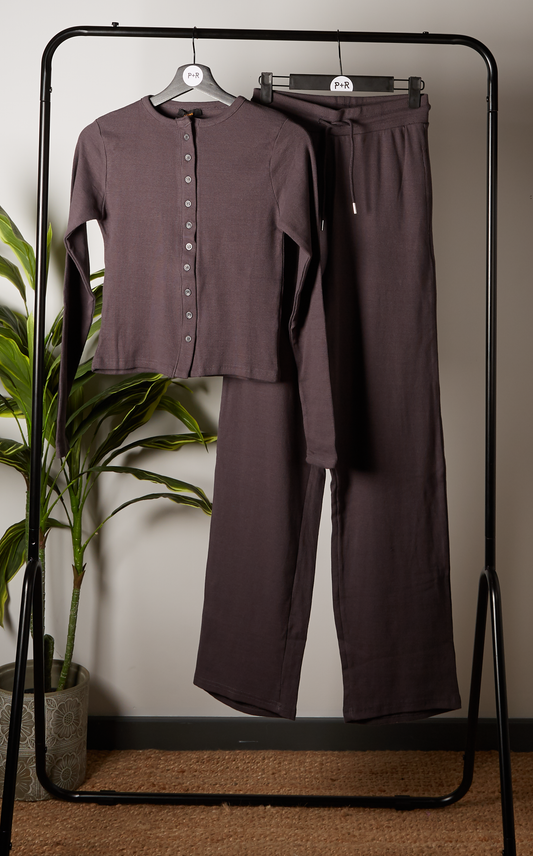 Brady Button-Front Ribbed co-ord set