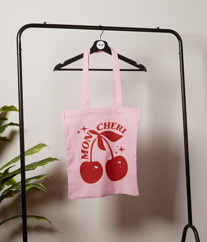 Mon Cheri Printed Canvas Tote – Pink
