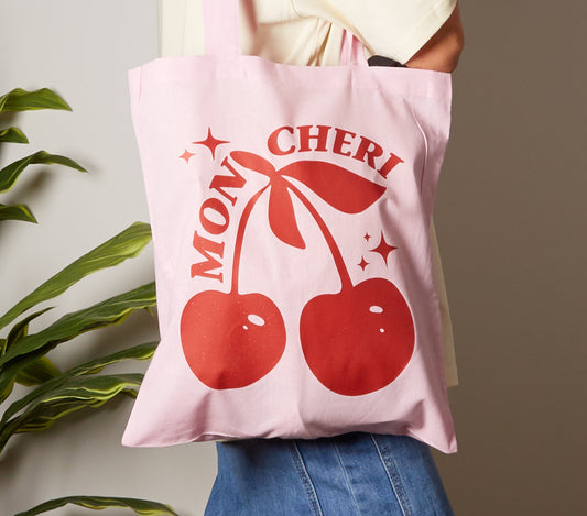 Mon Cheri Printed Canvas Tote – Pink