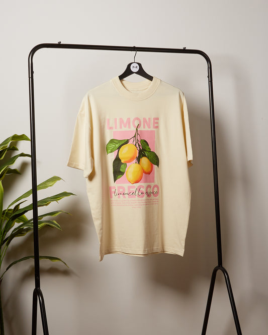 Gemma Lemon Over-sized T-Shirt  | Ecru