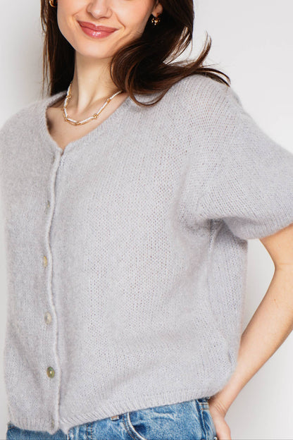 EMMA Knitted Short sleeved Wool-Mix Cardigan