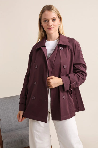 BECKY midi Trench coat in plum