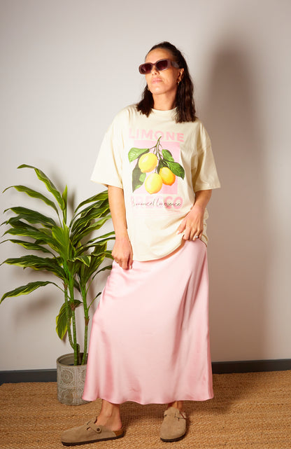 Gemma Lemon Over-sized T-Shirt  | Ecru