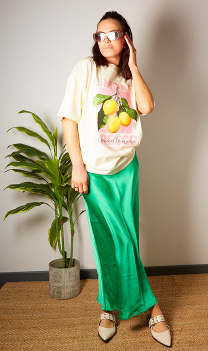 Gemma Lemon Over-sized T-Shirt  | Ecru