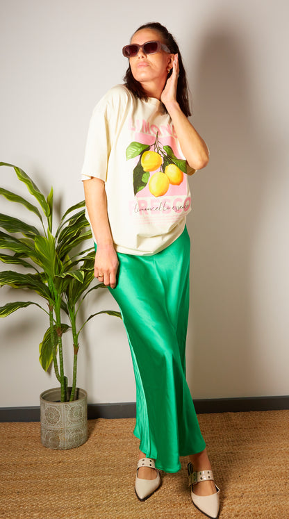 Gemma Lemon Over-sized T-Shirt  | Ecru