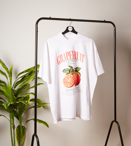 Alba Grapefruit Over-sized T-Shirt  | White